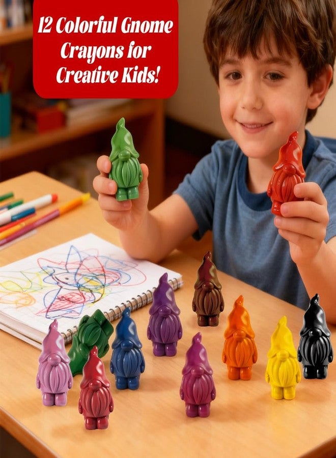 VKTEN Gnome-Shaped Toddler Crayons, 12 Colors Non-Toxic Washable Crayons for Kids - Perfect Stocking Stuffers Christmas Gifts Easter Basket Stuffers for Babies Toddler - Image 2